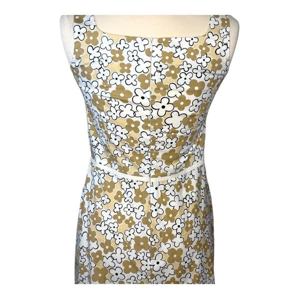 Yves Cossette Depeche Mode Floral Sheath‎ Dress Womens 8 Yellow Mod Retro Bow - Picture 6 of 9